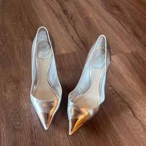Dior Chrome & Gold Steel Toe Pumps